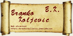 Branko Koljević vizit kartica